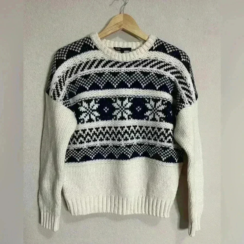 Maje Mockoon Geo Pattern Snowflake Sweater - image 2